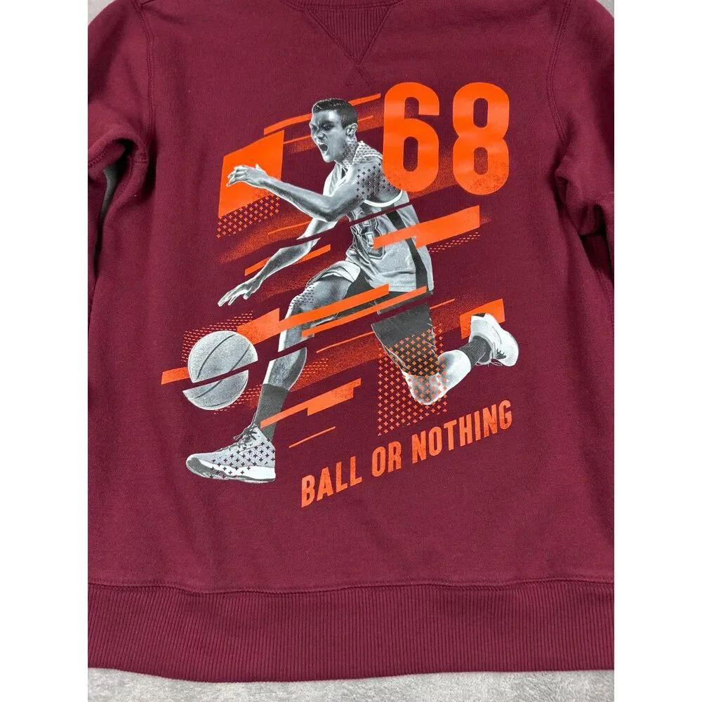 The Children’s Place Boys L 10/12 Burgundy Basketball Graphic Sweatshirt 68